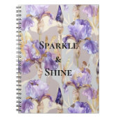 Carnet Fleurs Iris D'Or Violet (Devant)