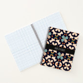 Carnet Fleurs Isométriques Bleu Orange Floral Motif Rétro (Intérieur)