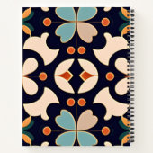 Carnet Fleurs Isométriques Bleu Orange Floral Motif Rétro (Dos)
