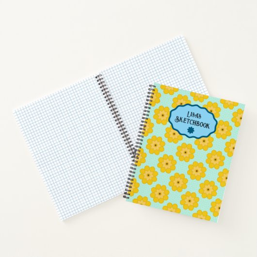 Carnet Fleurs jaunes avec des points bleus (Intérieur)