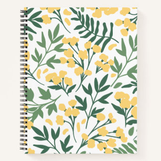 Carnet Fleurs jaunes et feuilles minimalistes