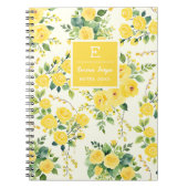 Carnet Fleurs Jaunes Monogrammes, Floral Esthétique (Devant)