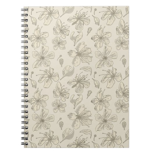 Carnet Fleurs jetées sur le sable clair - motif sans soud (Devant)
