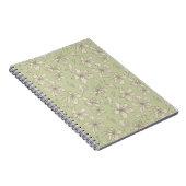 Carnet Fleurs jetées sur vert olive - motif sans soudure. (Côté Droit)