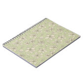 Carnet Fleurs jetées sur vert olive - motif sans soudure. (Côté gauche)