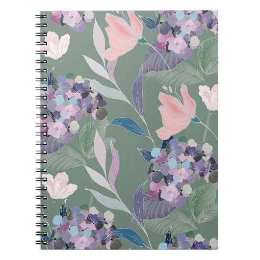 Carnet Fleurs Lilac Motif Gris Sage (Devant)