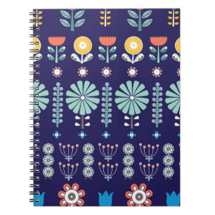 Carnet Fleurs linéaires scandinaves, motif d'été