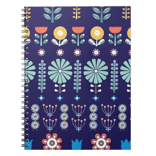 Carnet Fleurs linéaires scandinaves, motif d'été (Devant)