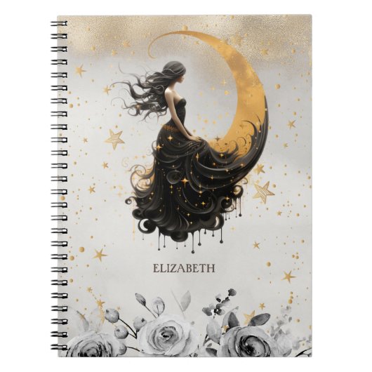 Carnet Fleurs lunaires célestes, étoiles (Devant)