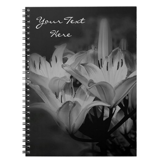 Carnet Fleurs Lys En Noir Et Blanc (Devant)