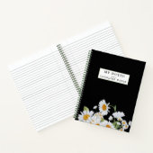 Carnet Fleurs marguerites Arrière - plan noir Personnalis (Intérieur)
