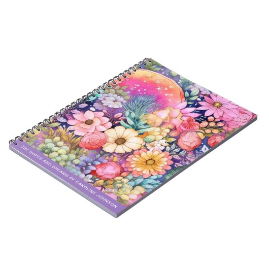 Carnet Fleurs mignonnes et arcs-en-ciel Aquarelle brillan (Côté gauche)