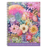 Carnet Fleurs mignonnes et arcs-en-ciel Aquarelle brillan (Devant)