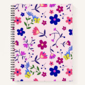 Carnet Fleurs mignonnes et papillons sur rose (Devant)
