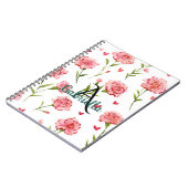 Carnet Fleurs Monogramme Noms Cœurs Rouges (Côté gauche)