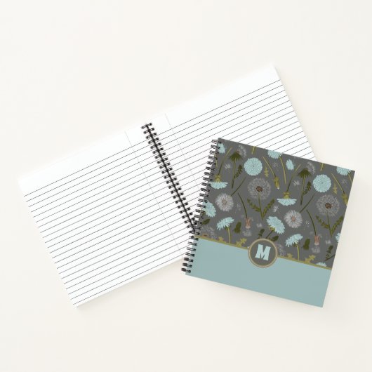Carnet Fleurs Monogrammes Dandelion Gris Bleu (Intérieur)