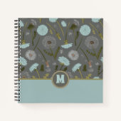 Carnet Fleurs Monogrammes Dandelion Gris Bleu (Devant)