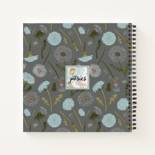 Carnet Fleurs Monogrammes Dandelion Gris Bleu (Dos)
