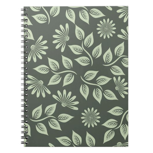 Carnet Fleurs motif vert printemps (Devant)
