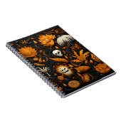 Carnet Fleurs Motifs D'Halloween Et Crâne Blanc (Côté Droit)
