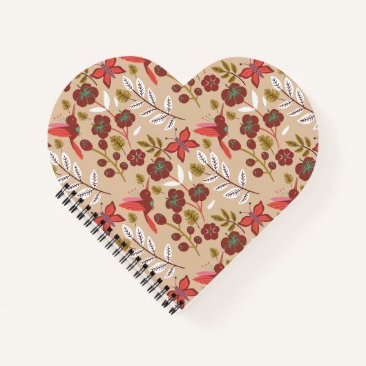 Carnet Fleurs motifs florales sans soudure, oiseaux, papi (Devant)