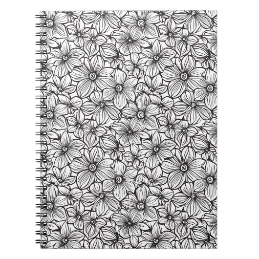 Carnet Fleurs Noir Blanc (Devant)