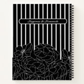 Carnet Fleurs noires et blanches avec des rayures (Dos)