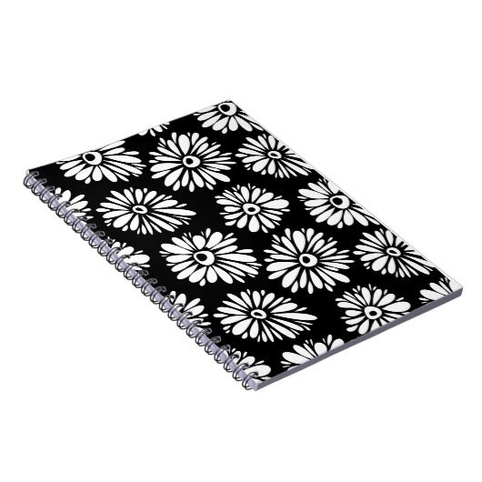 Carnet Fleurs noires et blanches funky (Côté Droit)