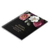 Carnet Fleurs noires personnalisées de luxe (Côté gauche)