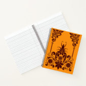 Carnet fleurs orange et impression de volutes (Intérieur)