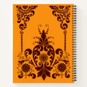Carnet fleurs orange et impression de volutes (Dos)