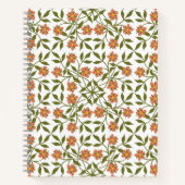 Carnet Fleurs orange, Motif Floral, Verdure, Boho (Devant)
