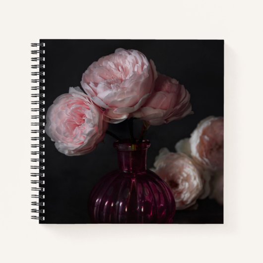 Carnet Fleurs | Pale Pink Peonies dans Vase (Devant)