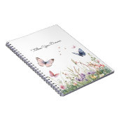 Carnet Fleurs Papillons Rouge Rose Violet   (Côté Droit)