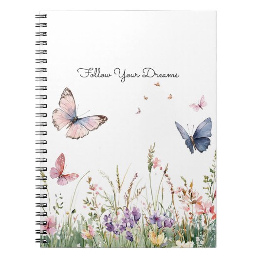 Carnet Fleurs Papillons Rouge Rose Violet   (Devant)