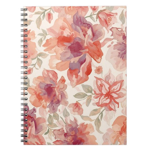 Carnet Fleurs pastel aquarelle orange clair (Devant)