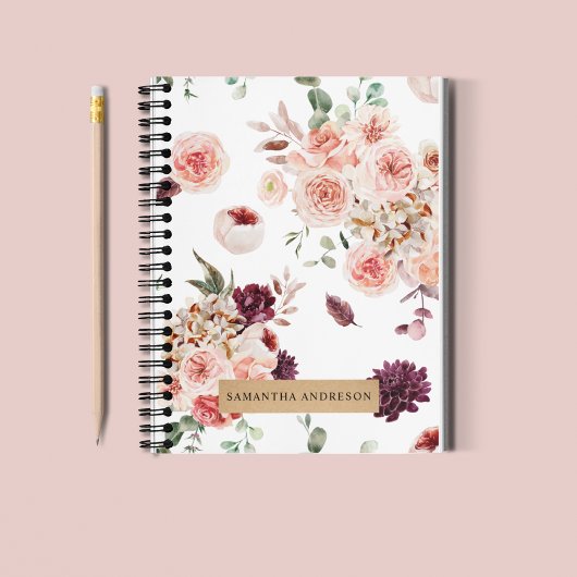 Carnet Fleurs Pastel Modernes & Cadeau Personnalisé Kraft