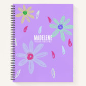 Carnet Fleurs Pastel | Nom Monogramme | Recette pourpre (Devant)