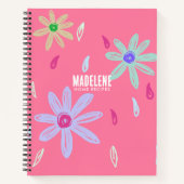Carnet Fleurs Pastel | Nom Monogramme | Recette rose (Devant)
