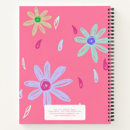 Carnet Fleurs Pastel | Nom Monogramme | Recette rose (Dos)