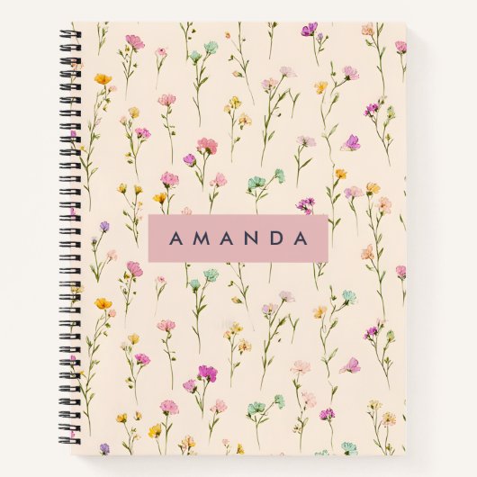 Carnet Fleurs Pastel Personnalisées (Devant)