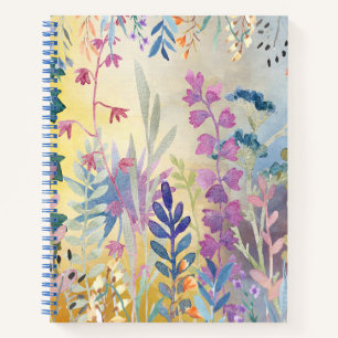 Carnet Fleurs pastel violet rose