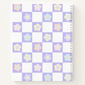 Carnet Fleurs pastel violettes mignonnes en damier (Dos)