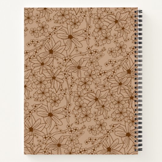 Carnet Fleurs Pays Main Tirée Motif Rustique Brown (Dos)