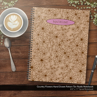 Carnet Fleurs Pays Main Tirée Motif Tan Vintage