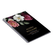 Carnet Fleurs personnalisées de luxe noir (Côté Droit)