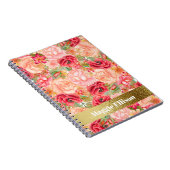 Carnet Fleurs personnalisées Roses d'or rouge rose (Côté Droit)