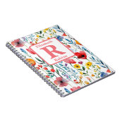 Carnet Fleurs printanières colorées monogramme personnali (Côté Droit)
