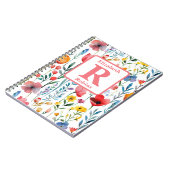 Carnet Fleurs printanières colorées monogramme personnali (Côté gauche)