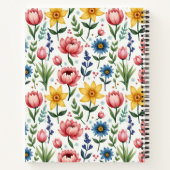 Carnet Fleurs printanières en bleu rose et jaune (Dos)